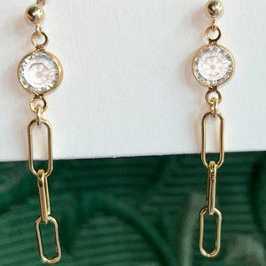 Set and Stones 14k gold chain link and CZ Earrings